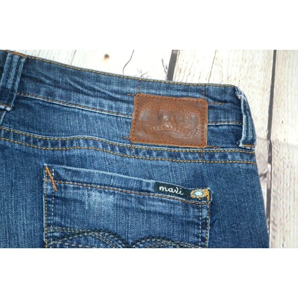 MAVI JEANS Women's Vanessa Mid Rise Straight Jeans SIZE 32/32 Dark Wash Distress - Picture 4 of 9